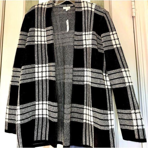 Talbots Black &White Open Front Cardigan Officecore Career - Picture 1 of 5